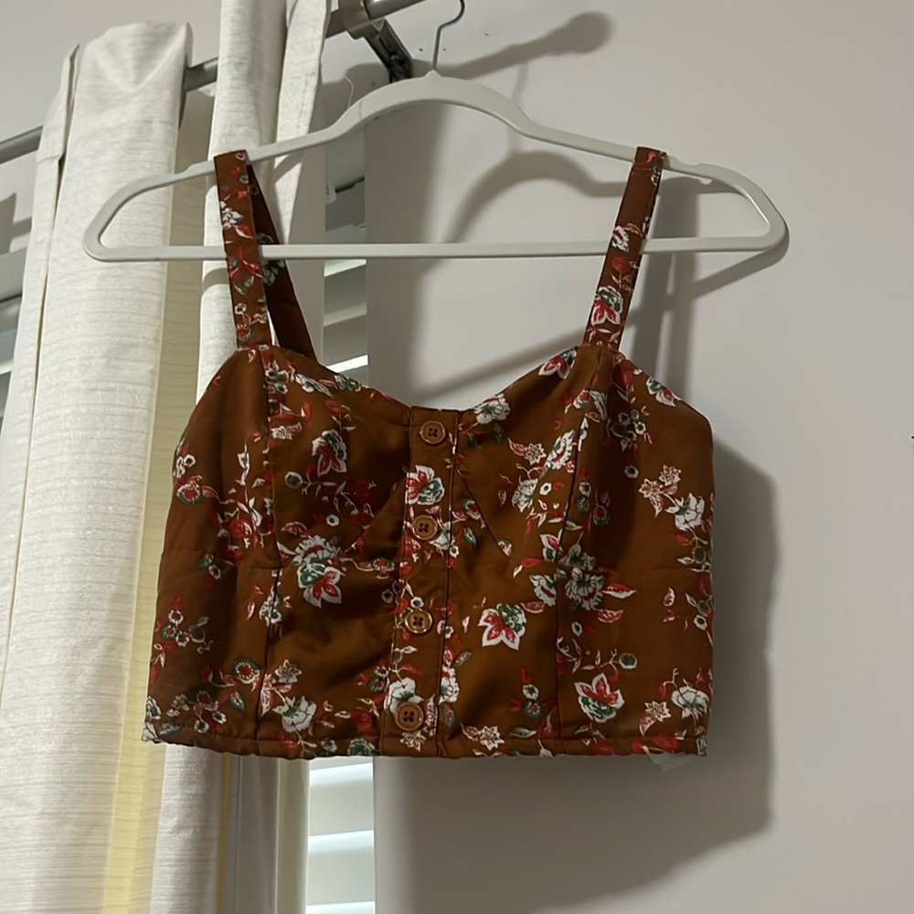 Brown floral crop top/bralette